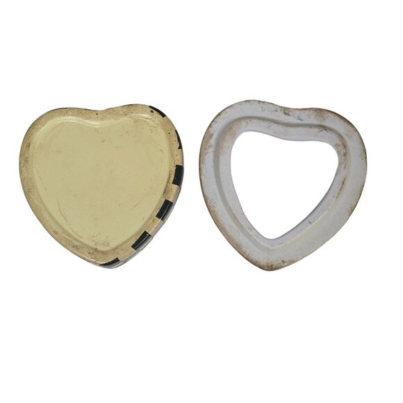 Vintage Heart-Shaped Ceramic Trinket Box Apples Basket Country Chic Home Decor - Picture 4 of 7